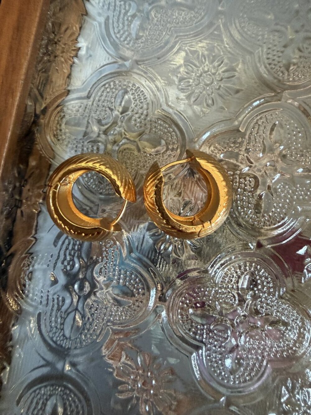 NWOT Chunky Gold-Plated Dome Huggie Hoop Earrings